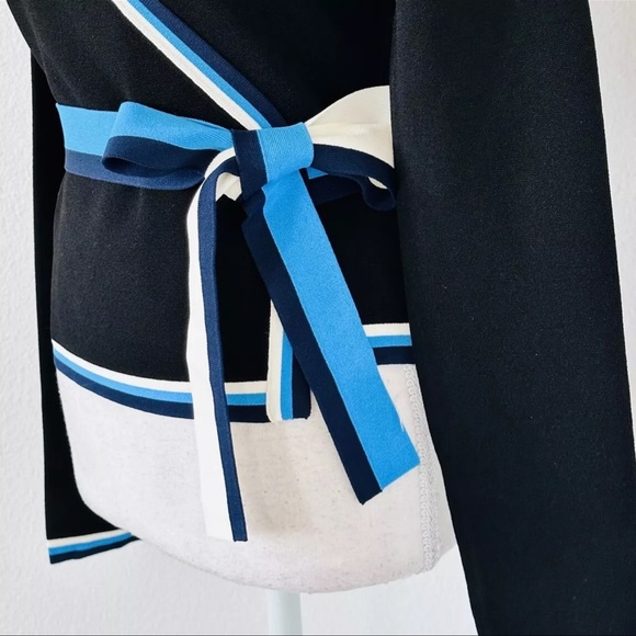 NWT DVF Knit Wrap Tops Black Long Sleeve Stripe - Picture 12 of 12